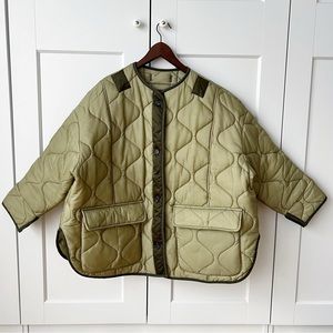 The Frankie Shop Teddy Quilted Jacket Moss Green